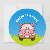 Pig Cartoon Car Einladung (Vorderseite)