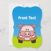 Pig Cartoon Car Einladung (Vorderseite)