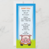 Pig Cartoon Car Einladung (Rückseite)