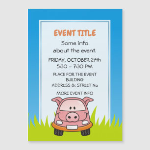 Pig Cartoon Car Magnetkarte