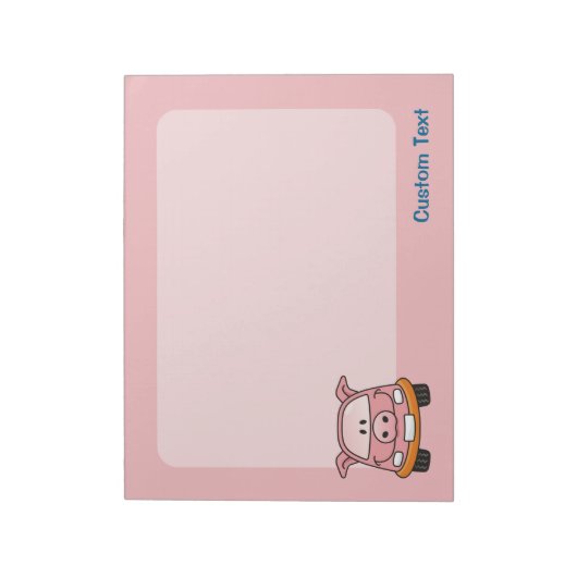 Pig Cartoon Car Notepad Notizblock (Rotiert)