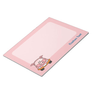 Pig Cartoon Car Notepad Notizblock