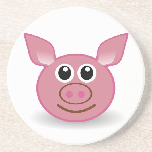 Pig-Cartoon-Gesicht Sandstein Untersetzer (Vorne)