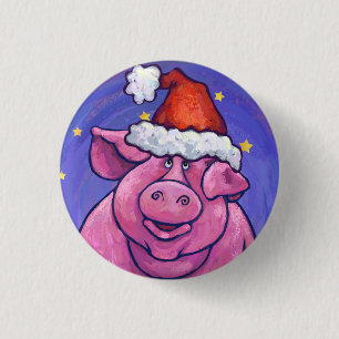 Pig Christmas Button