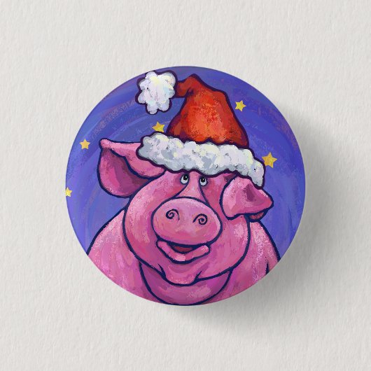 Pig Christmas Button (Vorderseite)