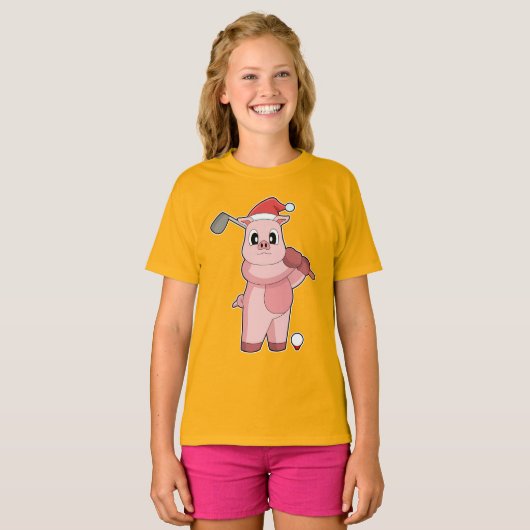 Pig Christmas Golf T-Shirt (Vorne ganz)