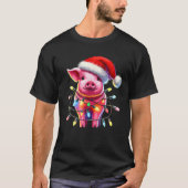 Pig Christmas Light Pig Lover T-Shirt (Vorderseite)
