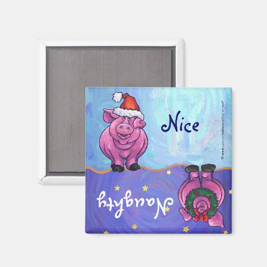 Pig Christmas Magnet (Vorderseite/Rückseite)