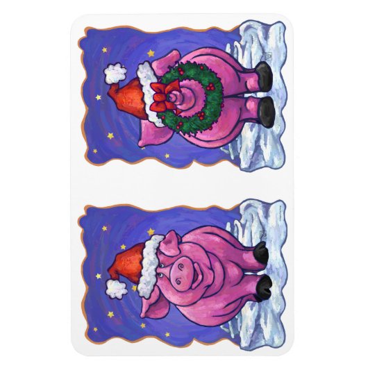 Pig Christmas Magnet (Vertikal)
