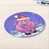 Pig Christmas Runder Pappuntersetzer (Angewinkelt)