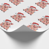 Pig Christmas Santa Hat Xmas Holiday Xmas Pigmass Geschenkpapier (Ecke)