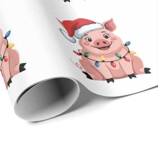Pig Christmas Santa Hat Xmas Holiday Xmas Pigmass Geschenkpapier (Rolleneckpunkt)
