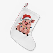 Pig Christmas Santa Hat Xmas Holiday Xmas Pigmass Kleiner Weihnachtsstrumpf (Vorderansicht (hängend))