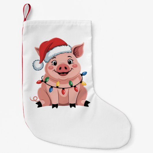 Pig Christmas Santa Hat Xmas Holiday Xmas Pigmass Kleiner Weihnachtsstrumpf (Vorderseite)