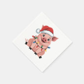 Pig Christmas Santa Hat Xmas Holiday Xmas Pigmass Serviette (Ecke)