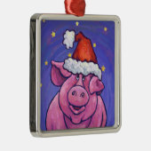 Pig Christmas Silbernes Ornament (Rechts)