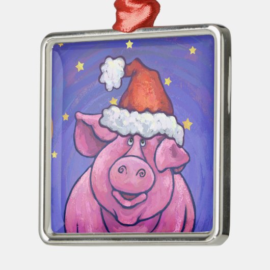 Pig Christmas Silbernes Ornament (Links)