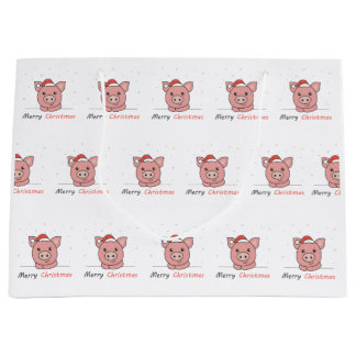 Pig Christmas Snow Winter Animals Pigs Große Geschenktüte