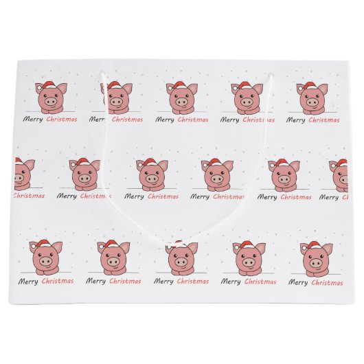 Pig Christmas Snow Winter Animals Pigs Große Geschenktüte (Vorderseite)
