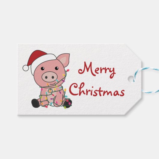 Pig Christmas Snow Winter Animals Pigs Trucker Hat Geschenkanhänger (Vorderseite (Horizontal))
