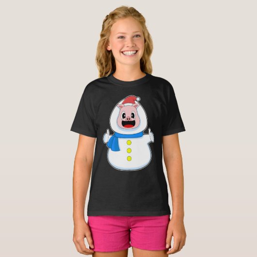 Pig Christmas Snowman T-Shirt (Vorne ganz)