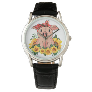 Pig Clock Art Niedliches Schweinegeschenke Beobach Armbanduhr