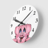 Pig Clock Runde Wanduhr (Winkel)