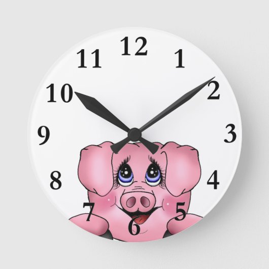 Pig Clock Runde Wanduhr (Vorderseite)