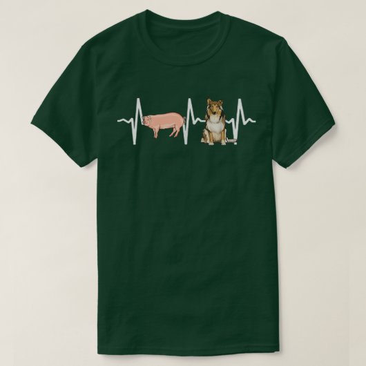 Pig Collie Heartbeat Dog Lover  T-Shirt (Design vorne)