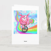 Pig Cyclist mit Lollipop Funny Birthday Card Karte (Rückseite)