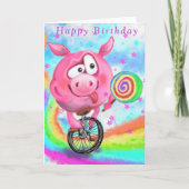 Pig Cyclist mit Lollipop Funny Birthday Card Karte (Vorderseite)