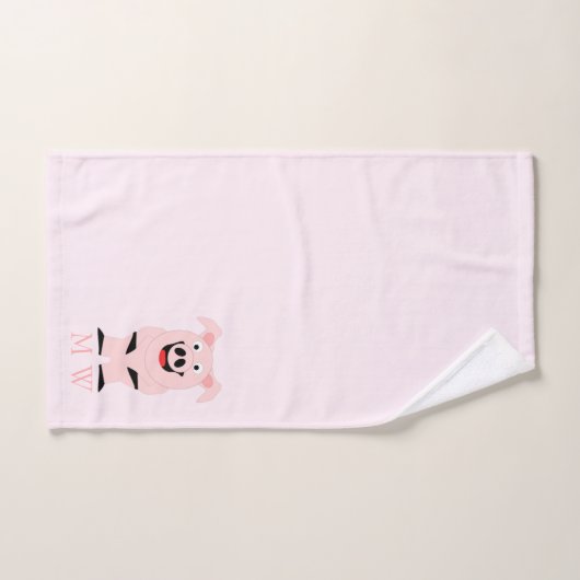 Pig Design Monogrammed Badhandtuch Set (Handtuch)