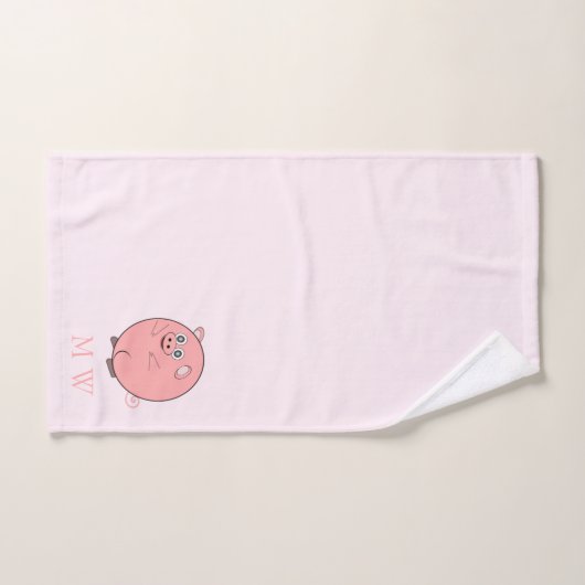 Pig Design Monogrammed Badhandtuch Set (Handtuch)