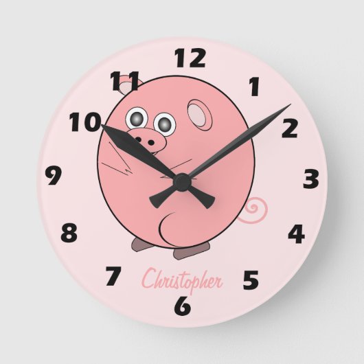 Pig Design Personalised Runde Wanduhr (Vorderseite)