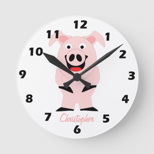 Pig Design Personalised Runde Wanduhr (Vorderseite)