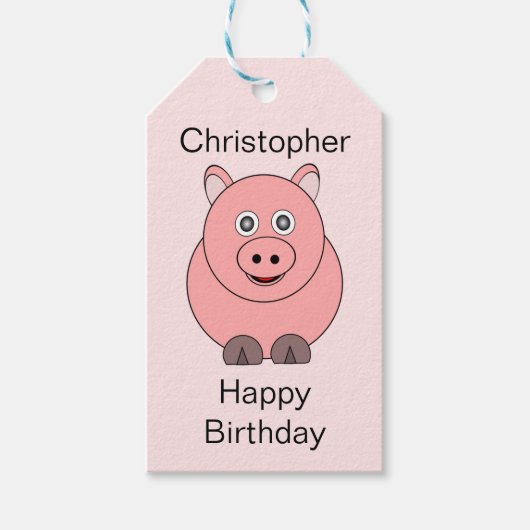 Pig Design Personalisiert Geschenkanhänger (Vorderseite)