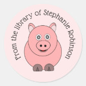 Pig Design Personalisiertes Buchzeichen Runder Aufkleber (Vorderseite)