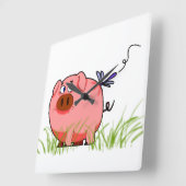 Pig Dragonfly Clock Quadratische Wanduhr (Winkel)
