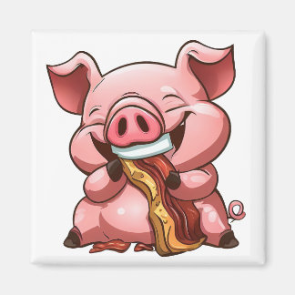 Pig Eating Bacon Bacon Magnet