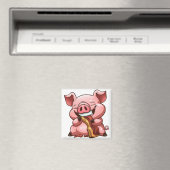 Pig Eating Bacon Magnet (In Situ (Geschirrspüler))