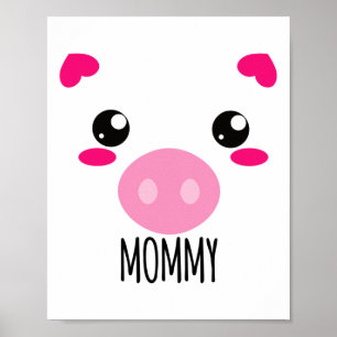 Pig Face Kawaii Halloween Kostüm für Mommy Funny Poster