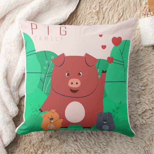 Pig Family Pillow Kissen (Decke)