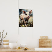 Pig Farm Animal Art Print Poster (Küche)