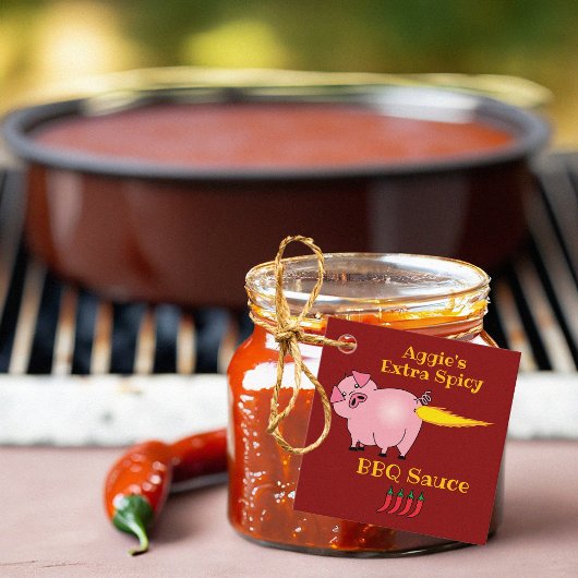 Pig Farting Fire Spicy BBQ Sauce Geschenkanhänger