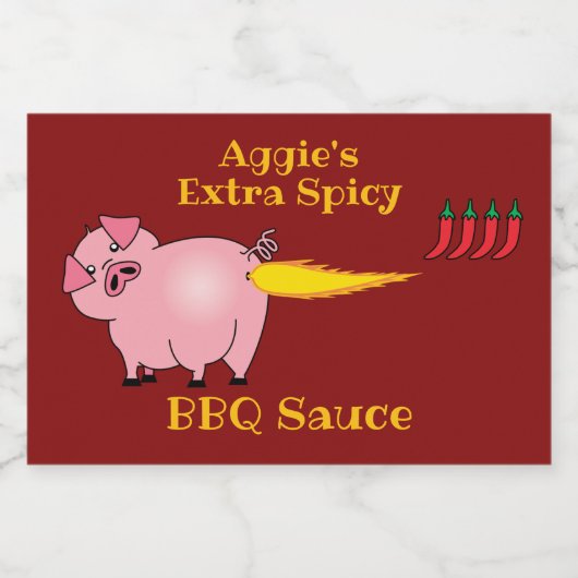 Pig Farting Fire Spicy BBQ Sauce Lebensmitteletikett (Einzelnes Label)