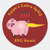 Pig Farting Fire Spicy BBQ Sauce Runder Aufkleber (Vorderseite)