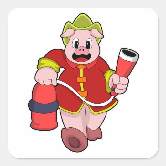 Pig Feuerlöschgerät Quadratischer Aufkleber (Vorderseite)