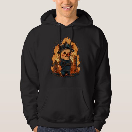 Pig Fireman auf Feuerwehrschiff Hoodie (Vorderseite)
