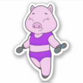 Pig Fitness Dumbell Aufkleber (Vorderseite)
