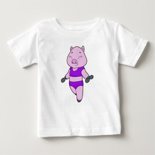 Pig Fitness Dumbell Baby T-shirt (Vorderseite)